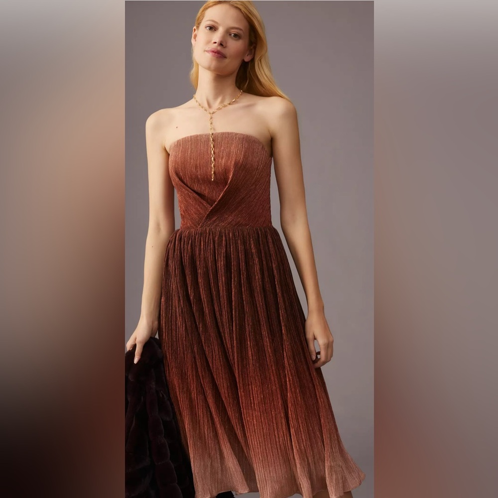 Dress the Population Nadine Strapless Ombre Shimmer Dress